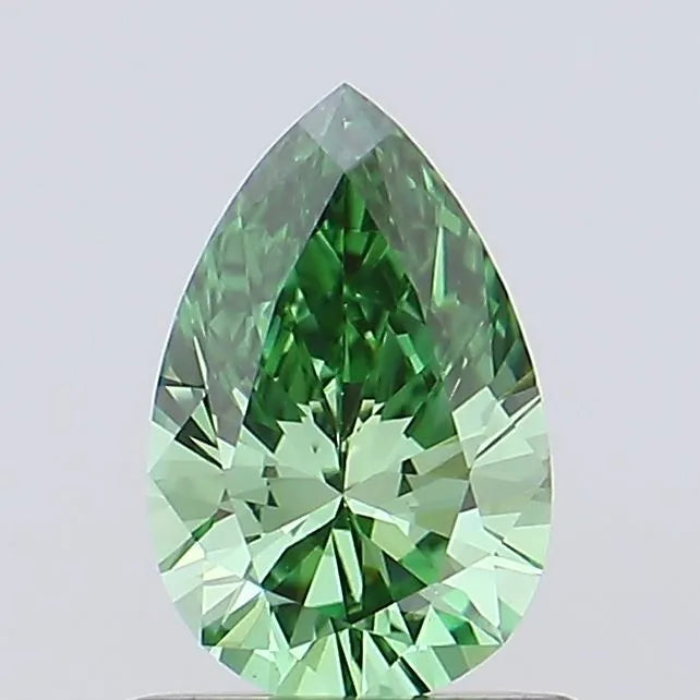 0.71ct Pear Lab Grown Diamond (Colour Fancy Vivid Green, Clarity VVS2, IGI Certified)