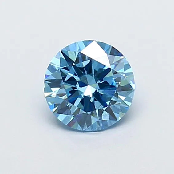 0.86ct Round Lab Grown Diamond (Colour Fancy Vivid Blue, Clarity SI1, Cut EX, IGI Certified)