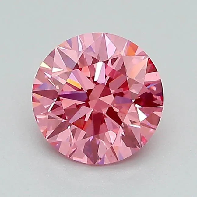 0.89ct Round Lab Grown Diamond (Fancy Vivid Pink, Clarity VS1, Cut EX, IGI)