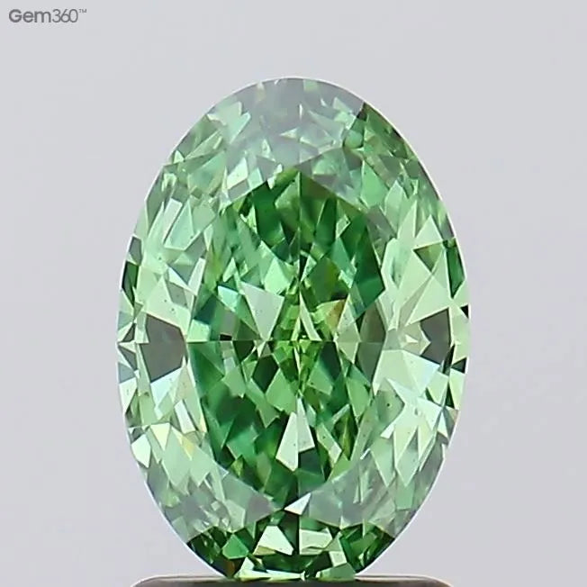 1.28ct Oval Lab Grown Diamond (Colour Fancy Vivid Green, Clarity VS1, IGI Certified)
