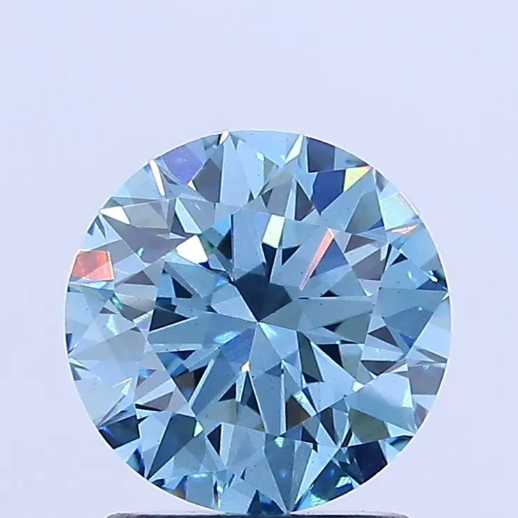 1.57ct Round Lab Grown Diamond (Colour Fancy Vivid Blue, Clarity SI1, Cut ID, IGI Certified)