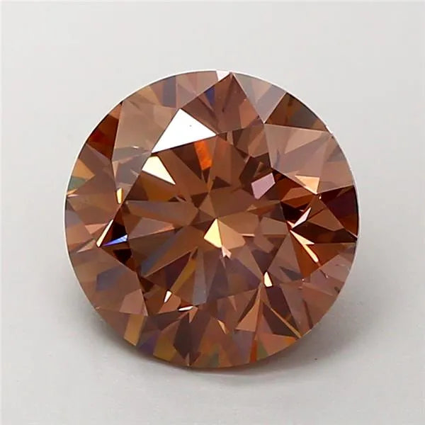 3.03ct Round Lab Grown Diamond (Colour Fancy Intense Brownish Pink, Clarity VVS2, Cut ID, IGI Certified)