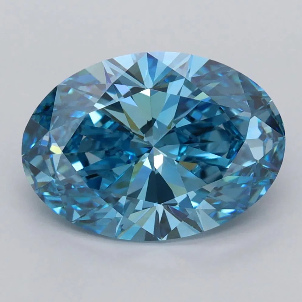 3.04ct Oval Lab Grown Diamond (Colour Fancy Vivid Blue, Clarity VVS1, IGI Certified)