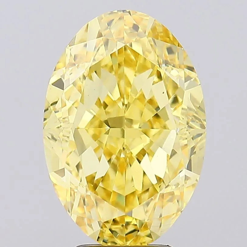 Diamant de laboratoire ovale. 6,55 carats. Fancy Vivid Yellow. Exquisite Lab Diamonds Paris
