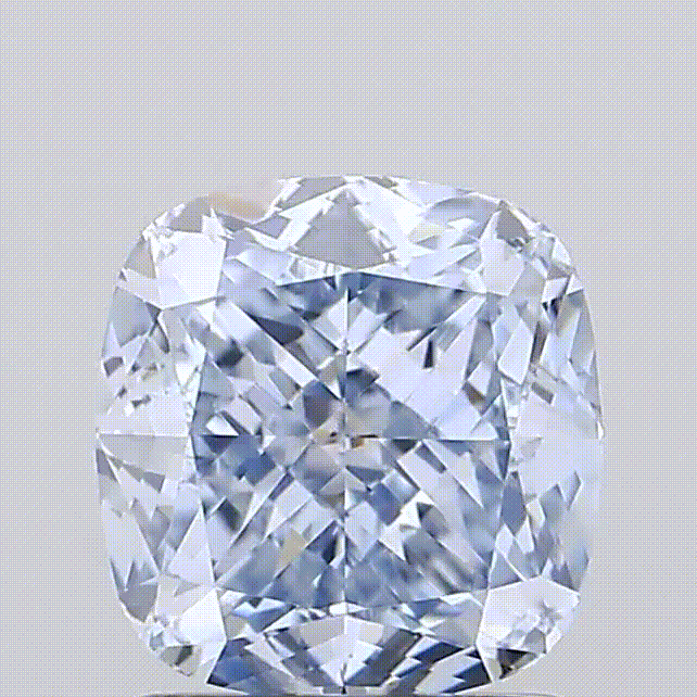 Diamant bleu de laboratoire Fancy Blue. Forme coussin. 1,66 carat. Maison française Exquisite Lab Diamonds