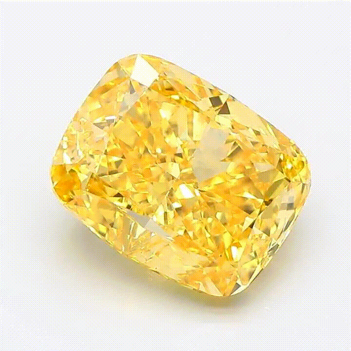 Diamant de laboratoire coussin de 4 carats Fancy Vivid Yellow. Exquisite Lab Diamonds Paris
