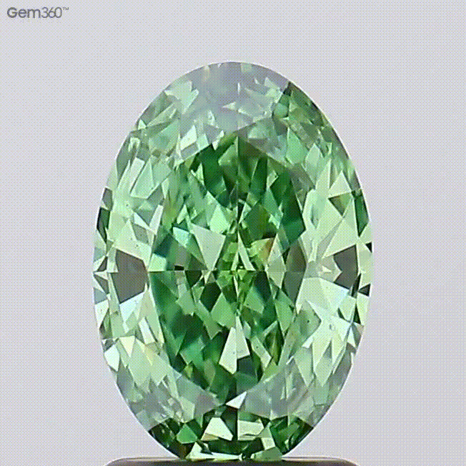 Diamant de laboratoire Ovale de couleur fancy Vivid Green. Maison française Exquisite Lab Diamonds