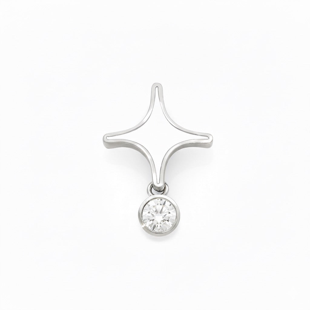 Pendentif IVI en or 18K émaillé blanc et diamant de laboratoire rond 0,90 carat, bijou éthique et personnalisable