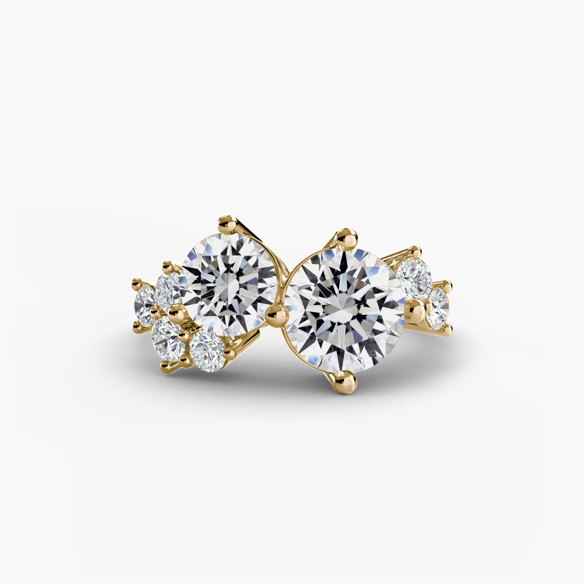Bague Gemini à personnaliser. Diamants de laboratoire ronds & or jaune 18K. Maison Exquisite Lab Diamonds Paris