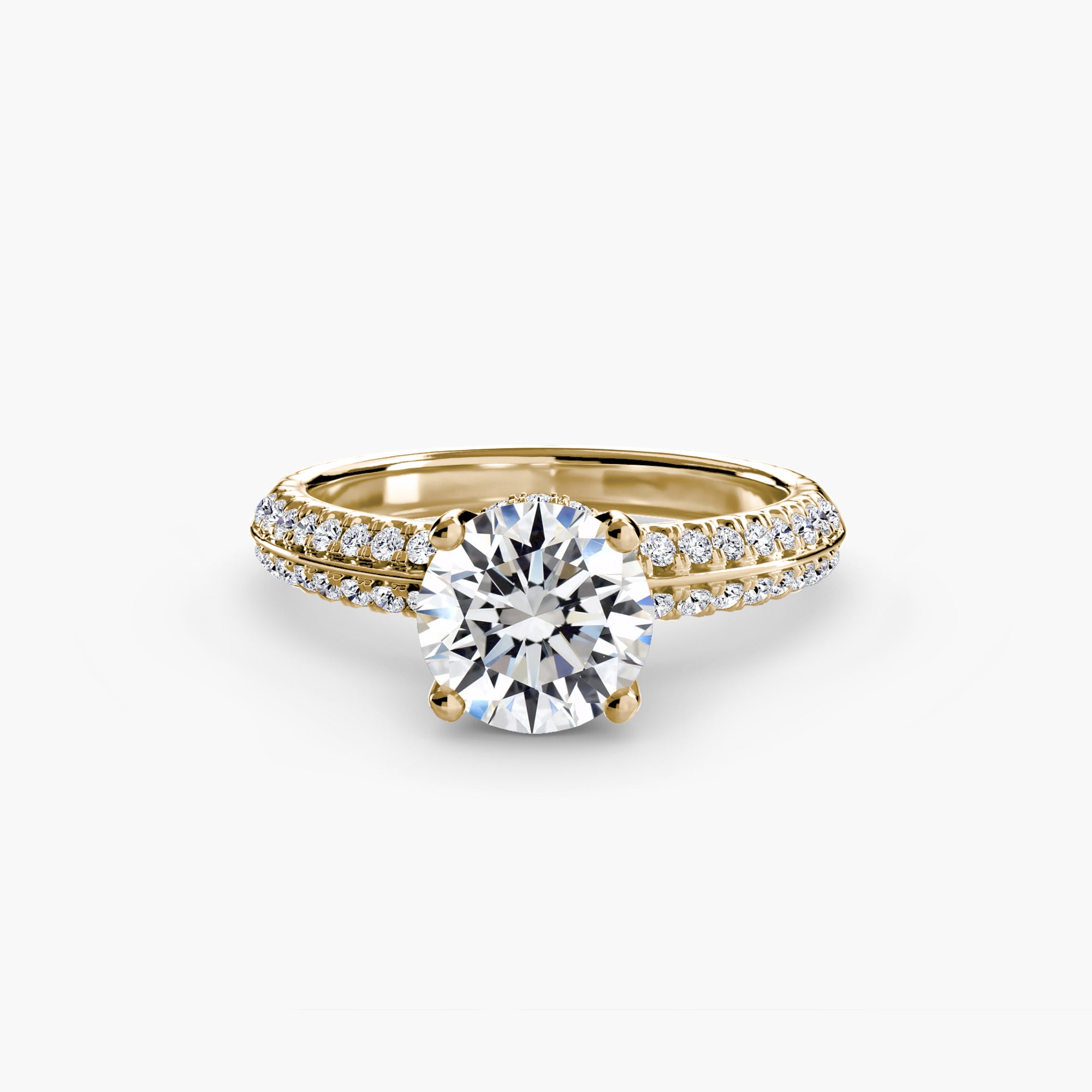 Bague Hydra diamant de laboratoire rond & halo sous la pierre centrale - Exquisite Lab Diamonds