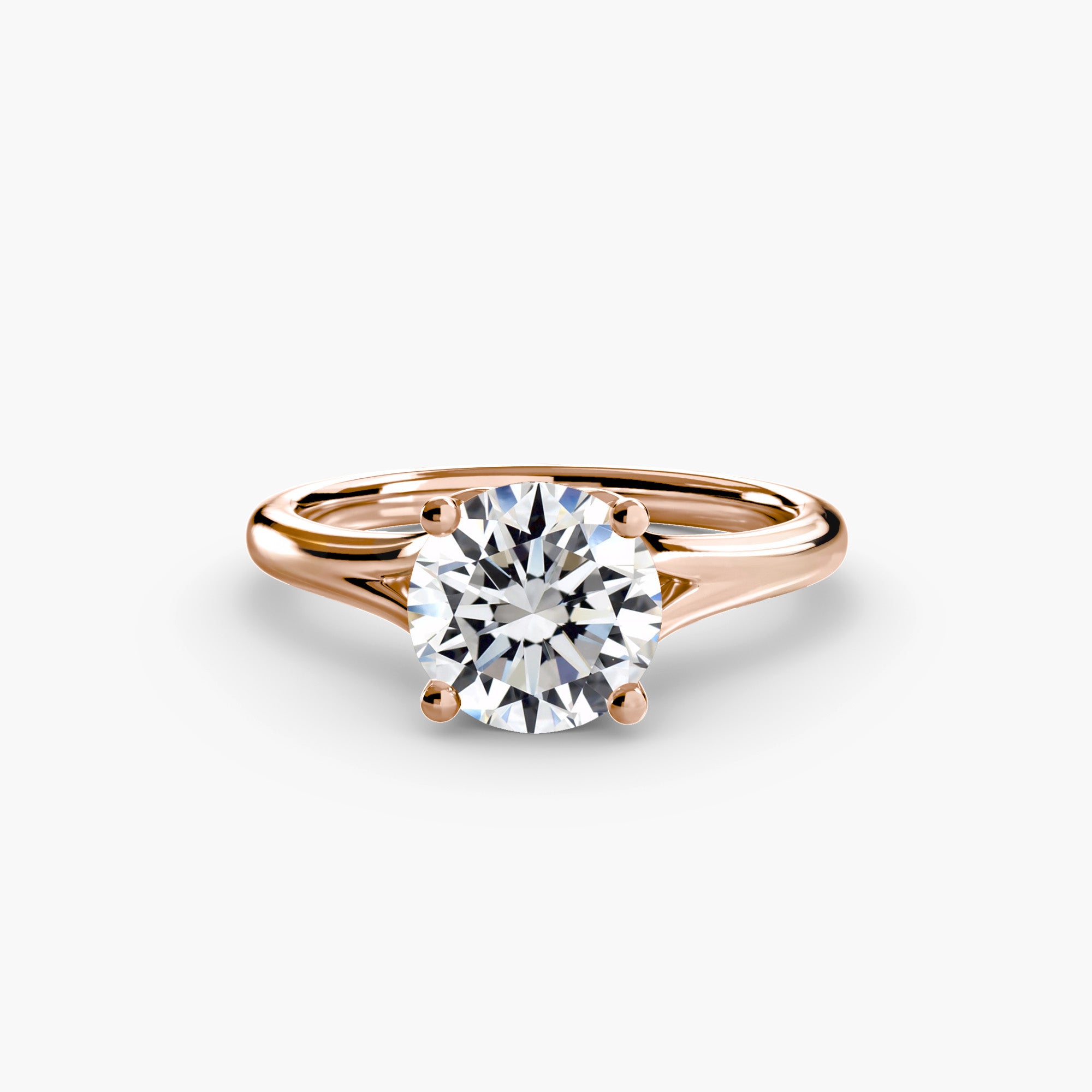 Bague solitaire Maia en or rose et diamant rond de laboratoire. Maison française Exquisite Lab Diamonds