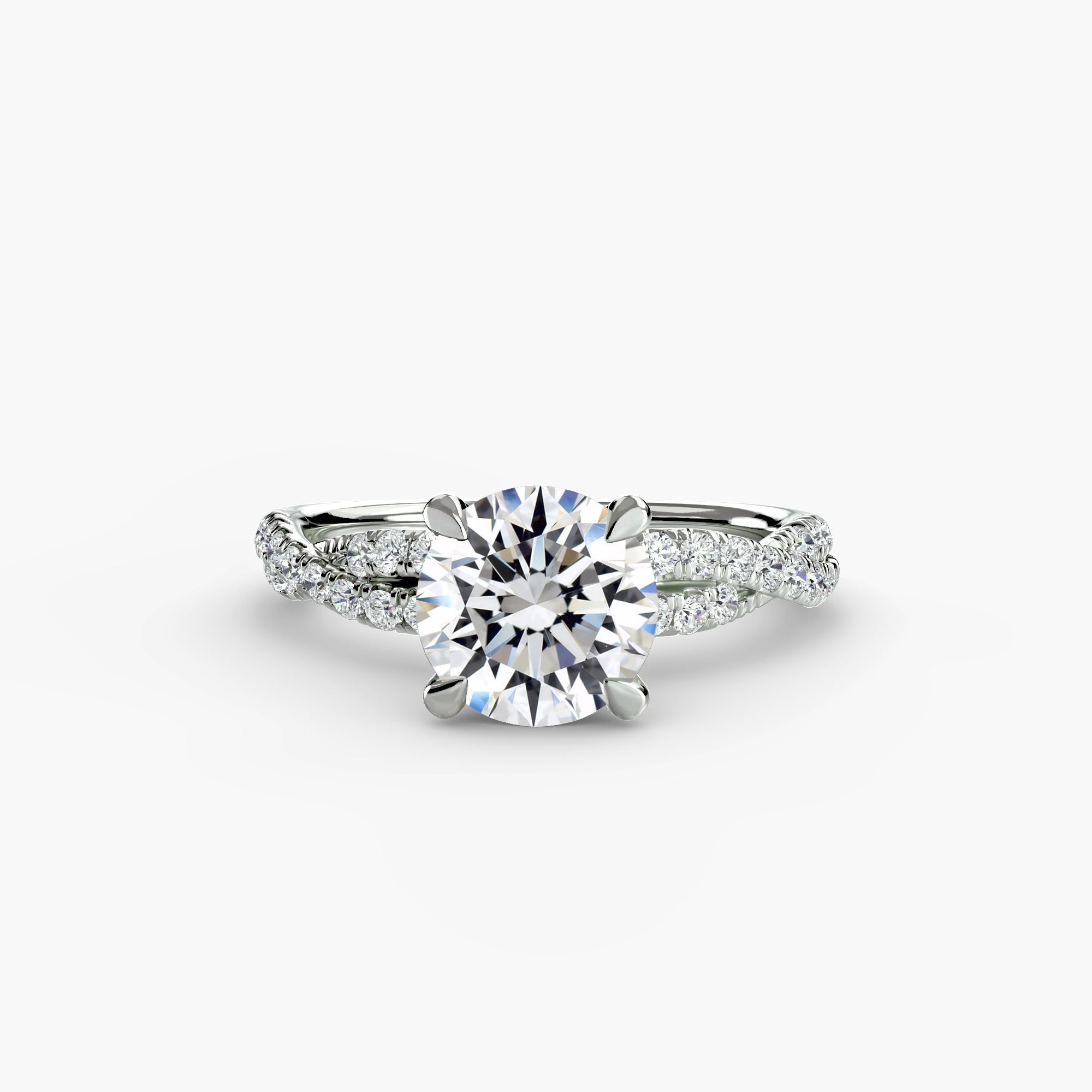 Phos bague solitaire en or 18K & diamants de laboratoire rond sur un anneau twisté - Maison française Exquisite Lab Diamonds