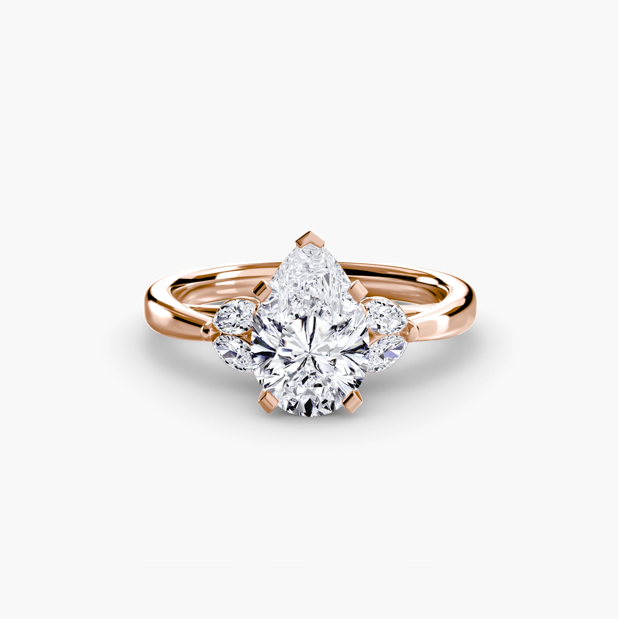 Bague Charis personnalisée. Or rose et diamant de laboratoire poire - Maison française Exquisite Lab Diamonds