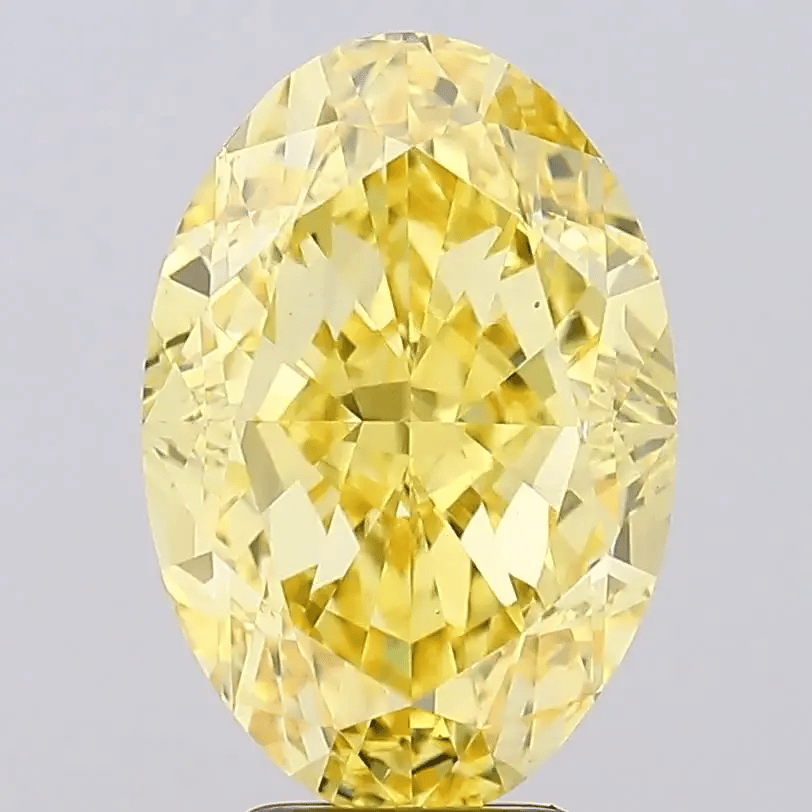 Diamant de laboratoire jaune et ovale. 6,55 carats. Fancy Vivid Yellow. Exquisite Lab Diamonds Paris