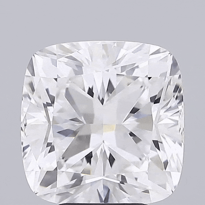 Vidéo du diamant de laboratoire coussin modifié 5,17 carats, couleur E, pureté VVS2, certifié IGI. Exquisite Lab Diamonds Paris