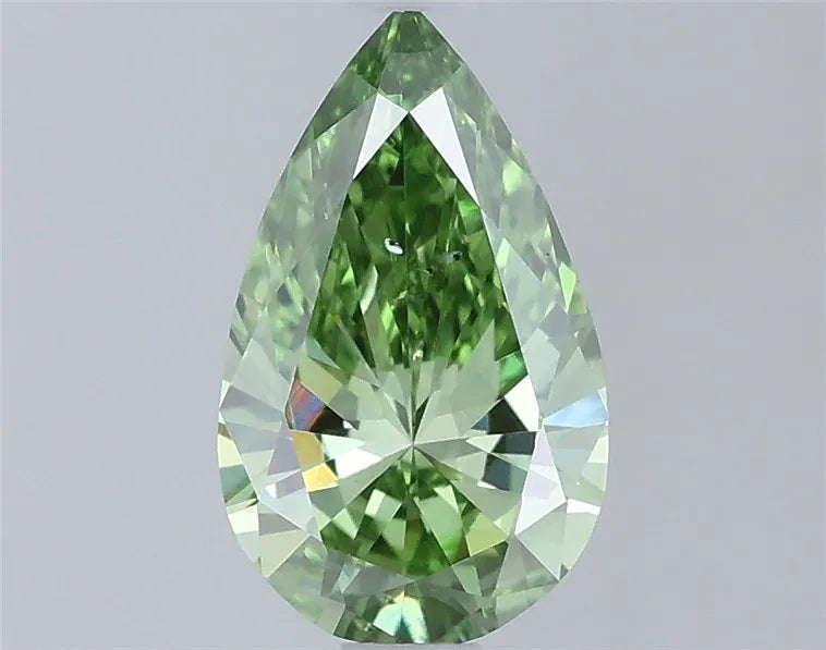 0.72ct Pear Lab Grown Diamond (Colour Fancy Vivid Green, Clarity VS2, IGI Certified)