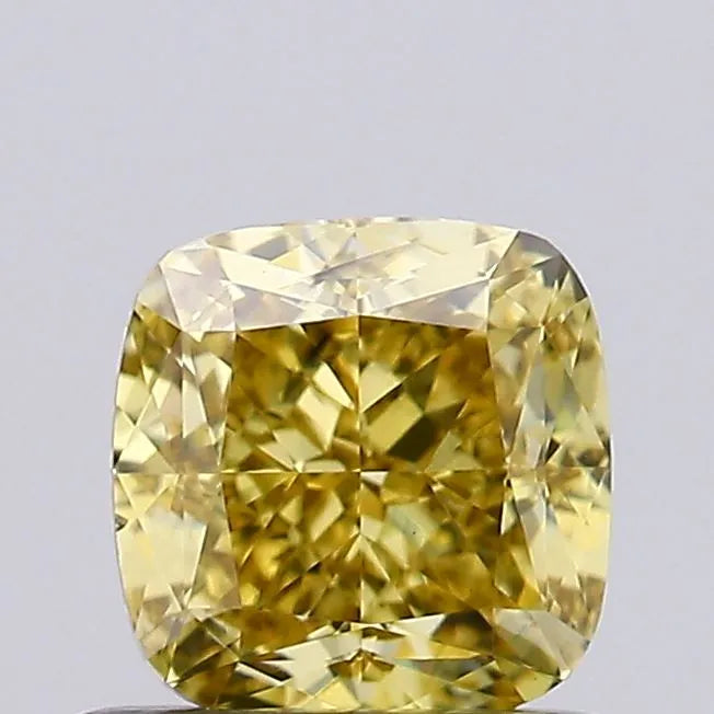 0.84ct Cushion modified Lab Grown Diamond (Colour Fancy Vivid Yellow, Clarity SI1, IGI Certified)