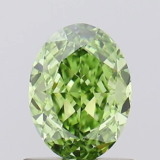 0.86ct Oval Lab Grown Diamond (Colour Fancy Vivid Green, Clarity FL, IGI Certified)