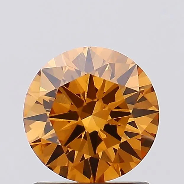 1.06ct Round Lab Grown Diamond (Fancy Brownish Orange, Clarity VVS2, Cut EX, IGI)