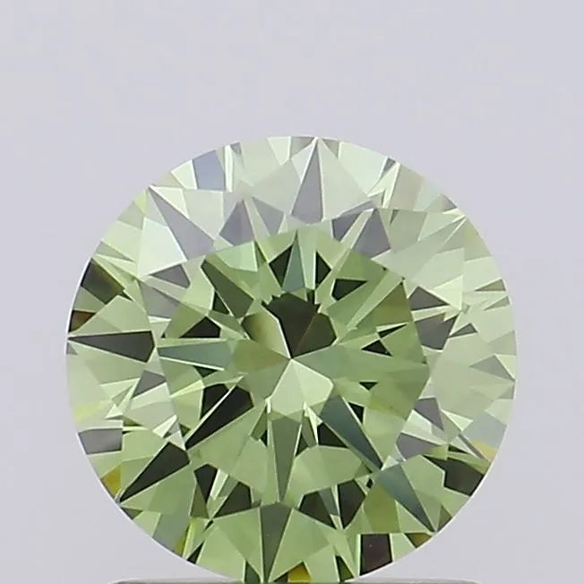 0.95ct Round Lab Grown Diamond (Colour Fancy Vivid Green, Clarity VVS2, Cut EX, IGI Certified)