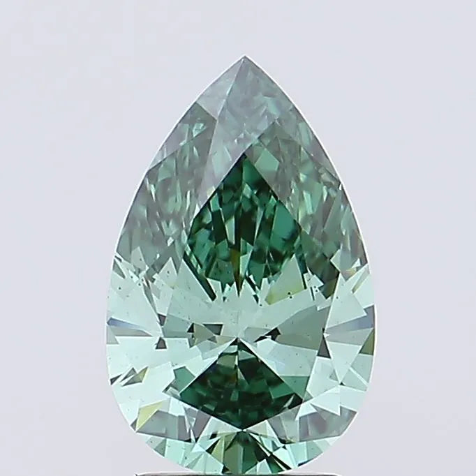 2.10ct Pear Lab Grown Diamond (Fancy Vivid Green, Clarity VS2, IGI)