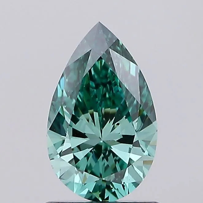 1.00ct Pear Lab Grown Diamond (Fancy Vivid Green, Clarity VS2, IGI)