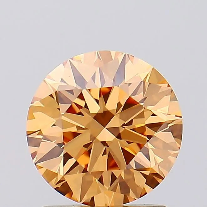 1.53ct Round Lab Grown Diamond (Fancy Orange Brown, Clarity VS1, Cut ID, IGI)