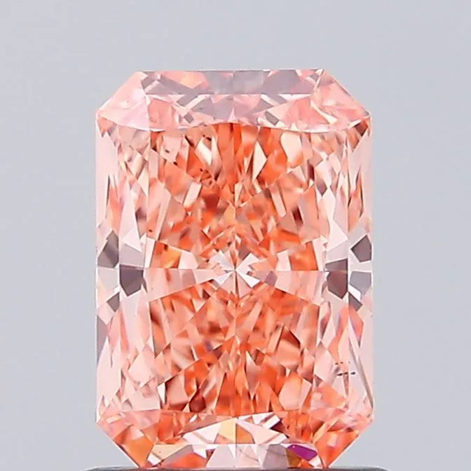 1.06ct Radiant Lab Grown Diamond (Fancy Vivid Pinkish Orange, Clarity VS1, IGI)