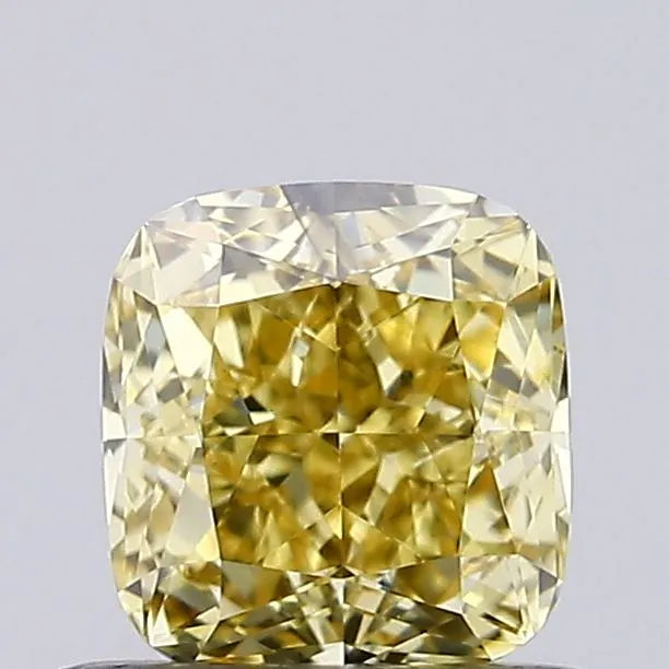 0.70ct Cushion modified Lab Grown Diamond (Colour Fancy Intense Yellow, Clarity VS2, Cut GD, IGI Certified)