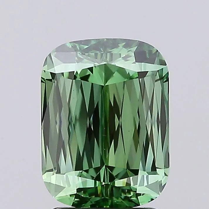 2.41ct Cushion modified Lab Grown Diamond (Fancy Vivid Green, Clarity VVS2, IGI)