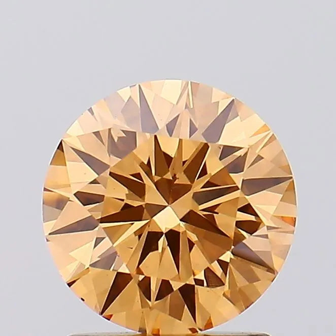 1.50ct Round Lab Grown Diamond (Fancy Yellowish Orange, Clarity VS1, Cut ID, IGI)