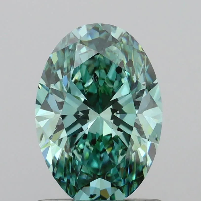 1.10ct Oval Lab Grown Diamond (Colour Fancy Vivid Green, Clarity SI2, IGI Certified)