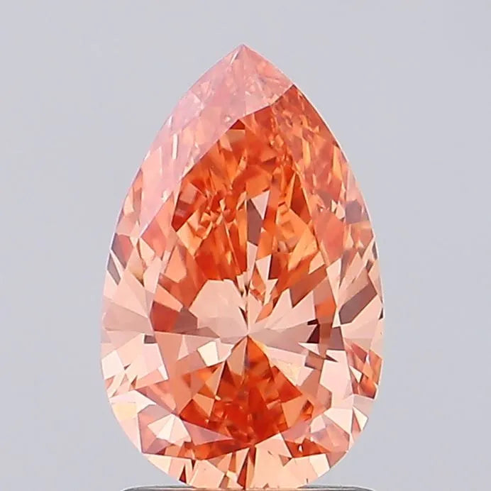 1.33ct Pear Lab Grown Diamond (Colour Fancy Vivid Pinkish Orange, Clarity VS1, IGI Certified)