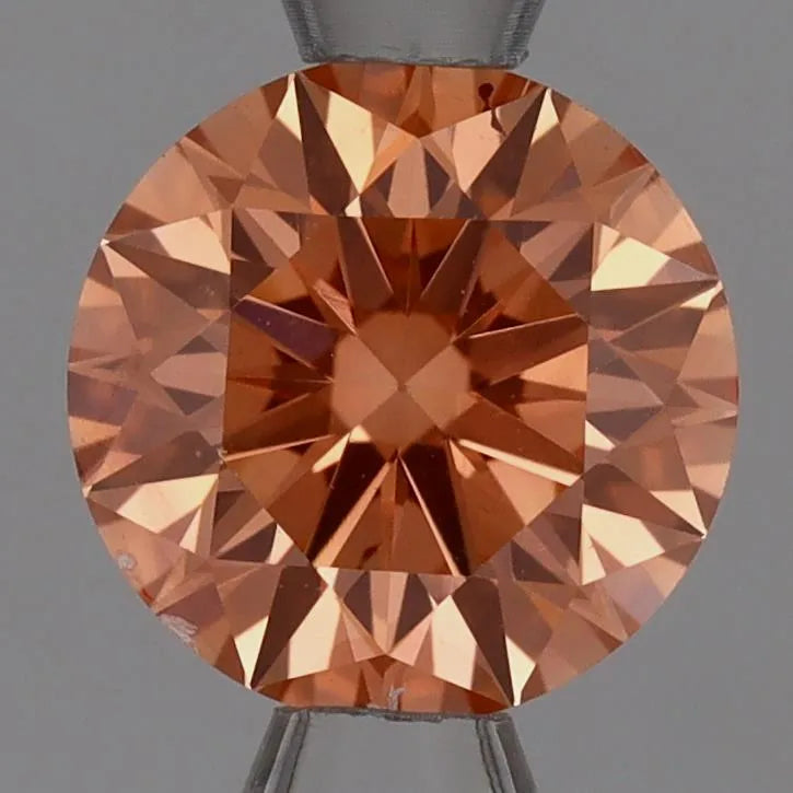0.96ct Round Lab Grown Diamond (Colour Fancy Vivid Pinkish Orange, Clarity VS2, Cut ID, IGI Certified)