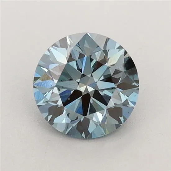 0.79ct Round Lab Grown Diamond (Colour Fancy Vivid Green Blue, Clarity SI1, Cut ID, IGI Certified)
