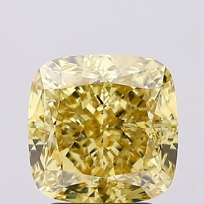 3.10ct Cushion modified Lab Grown Diamond (Colour Fancy Vivid Yellow, Clarity SI2, IGI Certified)