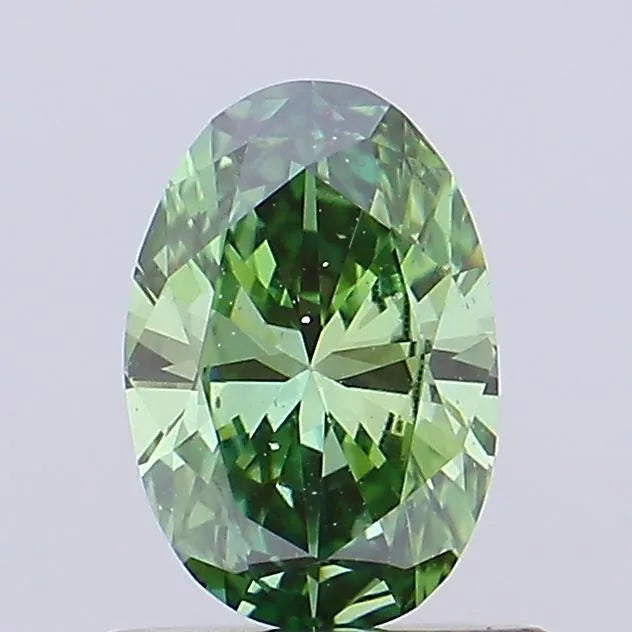 0.73ct Oval Lab Grown Diamond (Colour Fancy Vivid Green, Clarity VS1, IGI Certified)