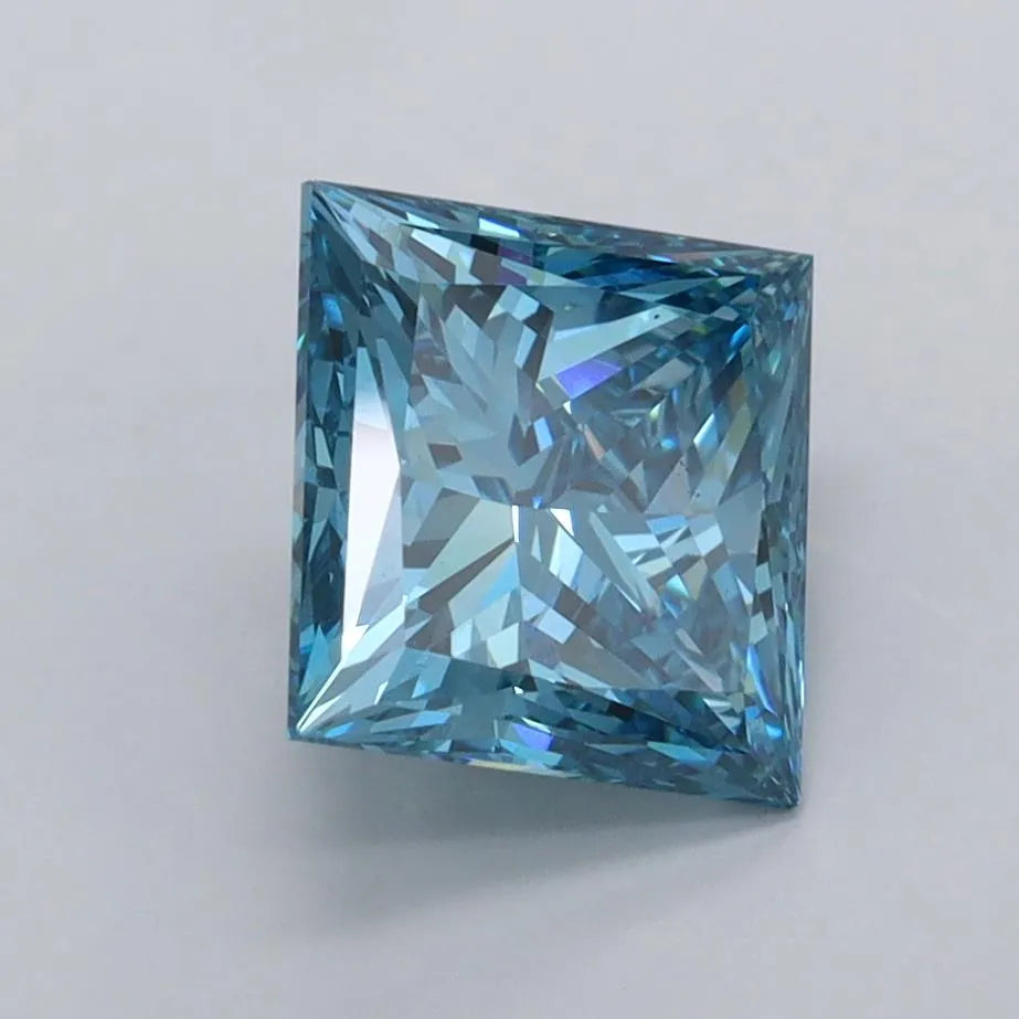 2.01ct Princess Lab Grown Diamond (Colour Fancy Vivid Blue, Clarity VVS2, IGI Certified)