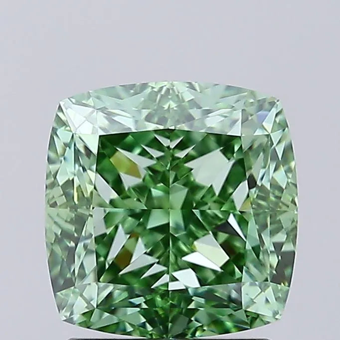 2.05ct Cushion modified Lab Grown Diamond (Colour Fancy Vivid Green, Clarity FL, IGI Certified)