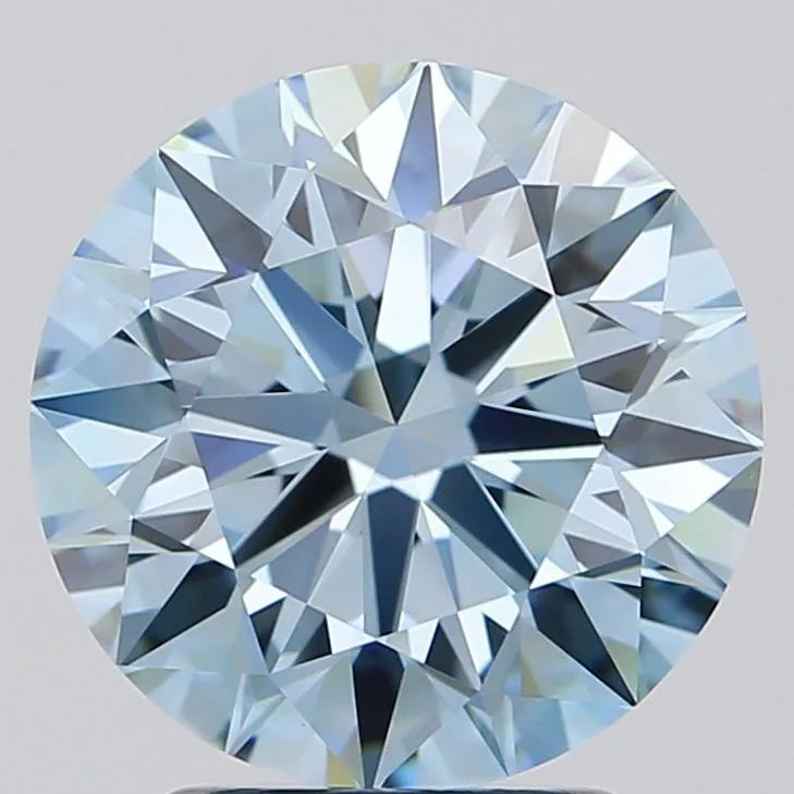 2.77ct Round Lab Grown Diamond (Colour Fancy Vivid Blue, Clarity VVS1, Cut EX, IGI Certified)
