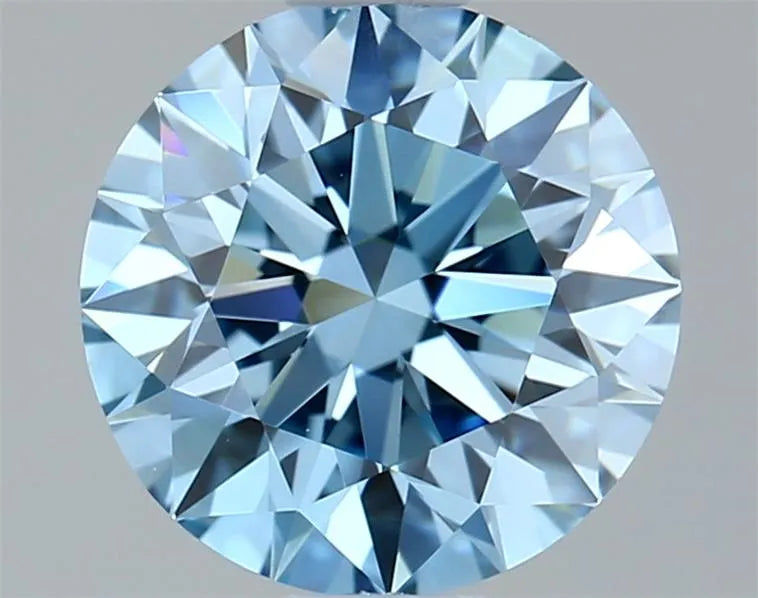 1.00ct Round Lab Grown Diamond (Colour Fancy Vivid Blue, Clarity VVS2, Cut ID, IGI Certified)
