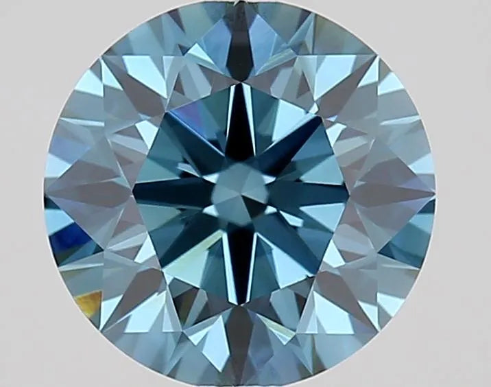 2.01ct Round Lab Grown Diamond (Colour Fancy Vivid Greenish Blue, Clarity VVS2, Cut ID, IGI Certified)
