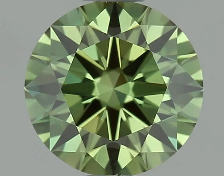 0.72ct Round Lab Grown Diamond (Colour Fancy Vivid Green, Clarity VS1, Cut ID, IGI Certified)
