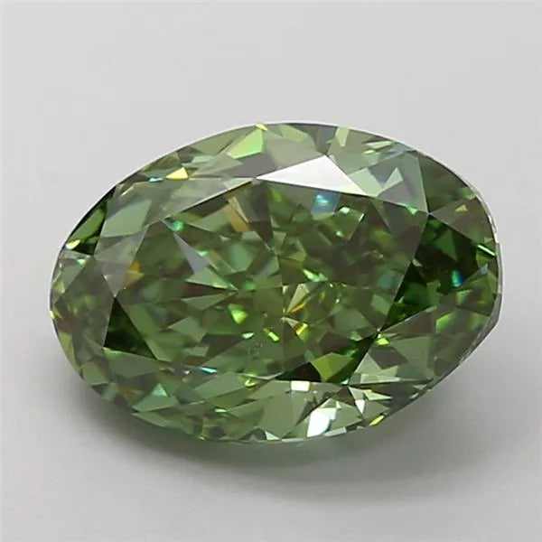 3.02ct Oval Lab Grown Diamond (Colour Fancy Vivid Green, Clarity VVS2, IGI Certified)