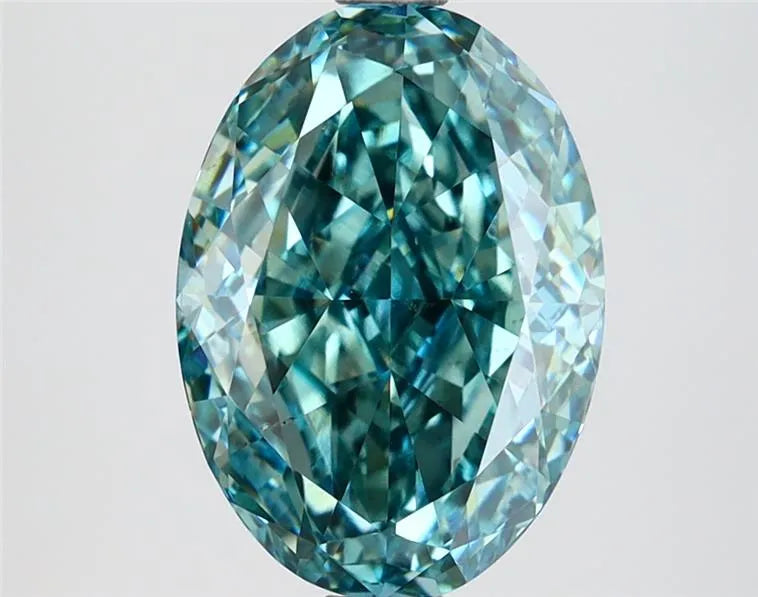 3.01ct Oval Lab Grown Diamond (Colour Fancy Vivid Greenish Blue, Clarity VVS2, IGI Certified)