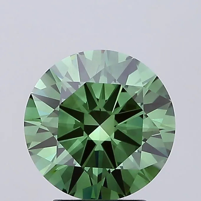 3.01ct Round Lab Grown Diamond (Colour Fancy Vivid Green, Clarity VS1, Cut EX, IGI Certified)