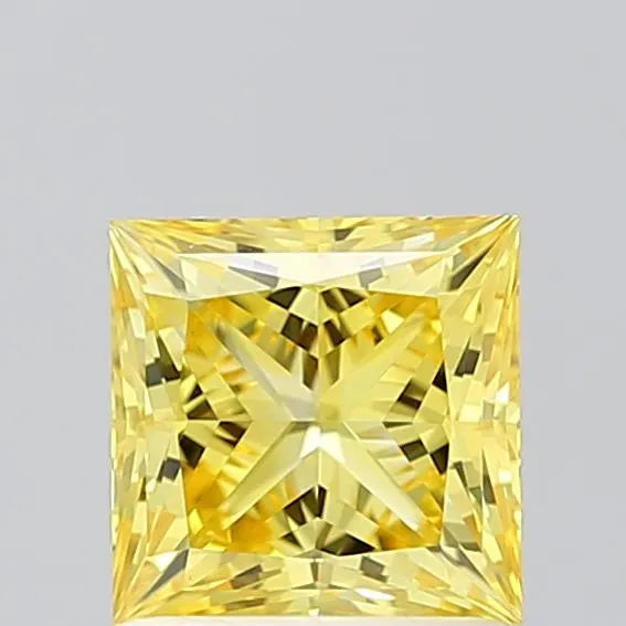 1.10ct Princess Lab Grown Diamond (Colour Fancy Vivid Yellow, Clarity IF, IGI Certified)