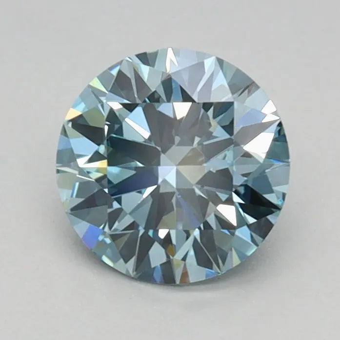 0.70ct Round Lab Grown Diamond (Colour Fancy Vivid Greenish Blue, Clarity VVS2, Cut ID, IGI Certified)