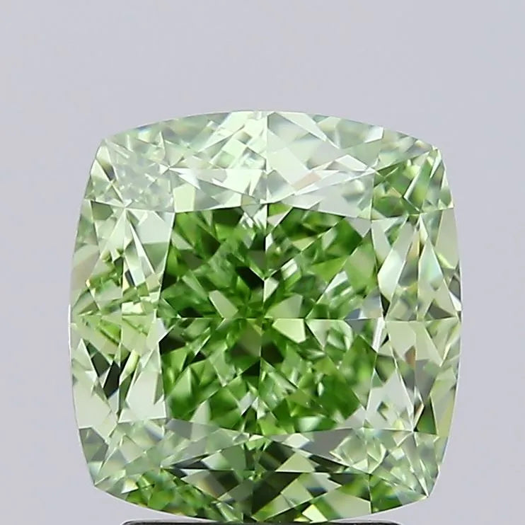 3.03ct Cushion modified Lab Grown Diamond (Colour Fancy Vivid Green, Clarity IF, IGI Certified)