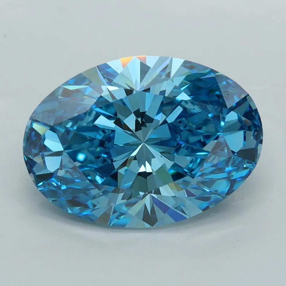3.04ct Oval Lab Grown Diamond (Colour Fancy Vivid Blue, Clarity VVS2, IGI Certified)